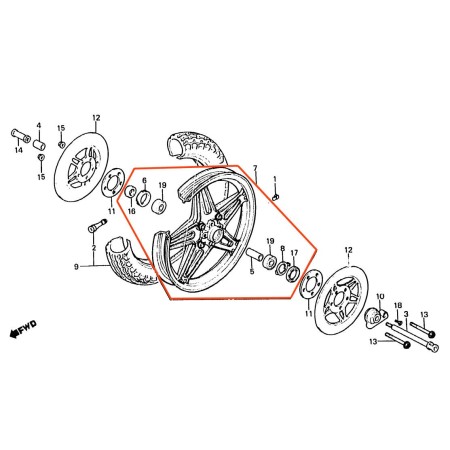 Roue Avant - Jante - complete avec roulement - CB900Fa - 1980