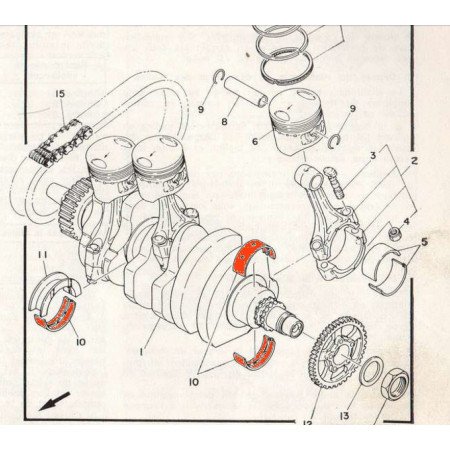 Moteur - Vilebrequin - 1/2 Coussinet - (x1) - Jaune - XS750 ...