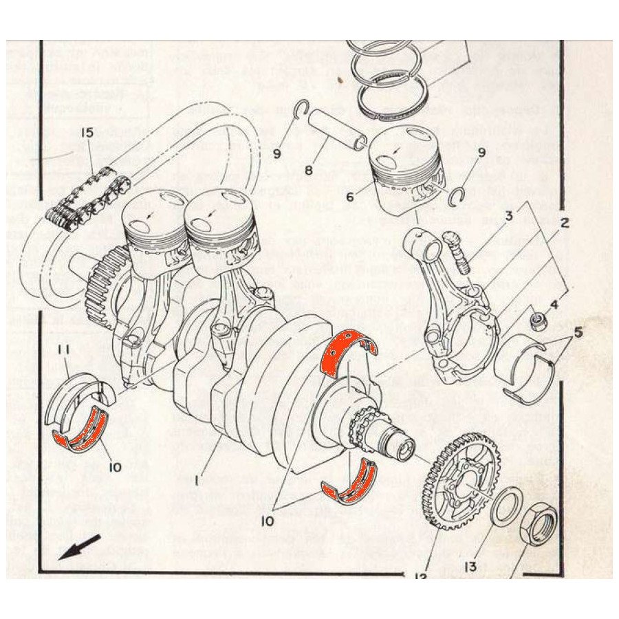 Moteur - Vilebrequin - 1/2 Coussinet - (x1) - Vert - XS750, ...