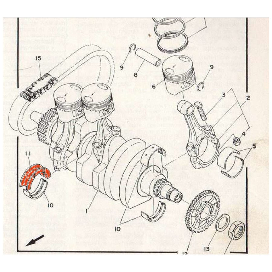 Moteur - Vilebrequin - 1/2 Coussinet sup. - (x1) - Vert - XS750 ....