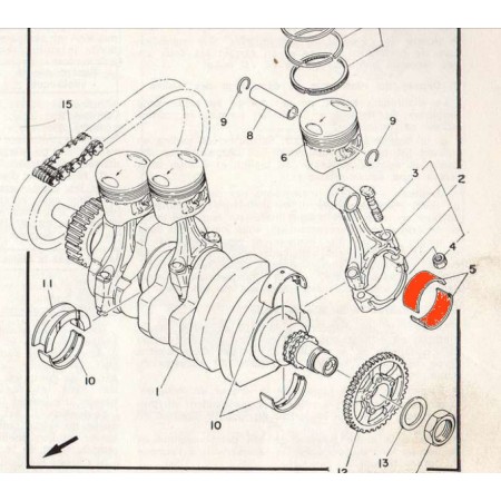 Moteur - Bielle - 1/2 Coussinet - (x1) - Jaune