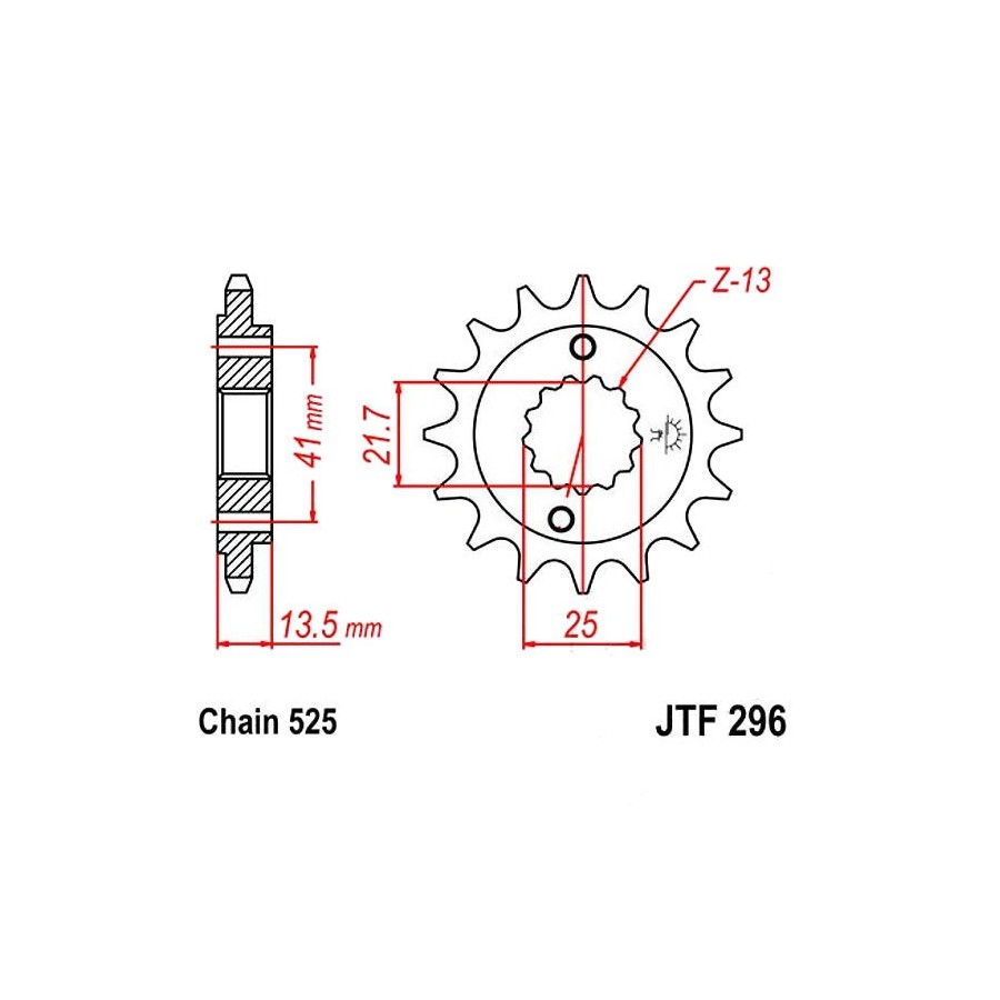 Transmission - Pignon - 525 - JTF-296 - 16 Dents 