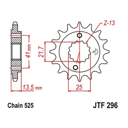 Transmission - Pignon - 525 - JTF-296 - 16 Dents 