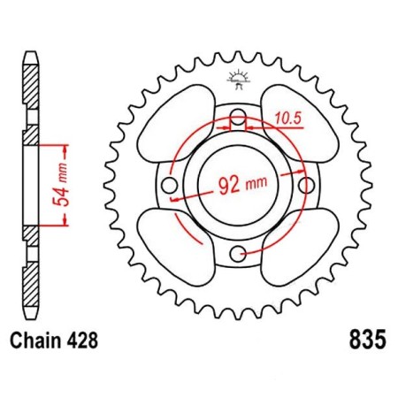 Transmission - Couronne - JTR-835 - 428 - 49 dents 