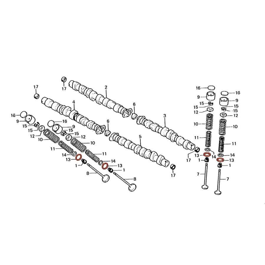 Service Moto Pieces|Moteur - Couvercle culasse - Cache culbuteur - Rondelle de caoutchouc de montage (x8)|Couvercle culasse - cache culbuteur|27,00 €