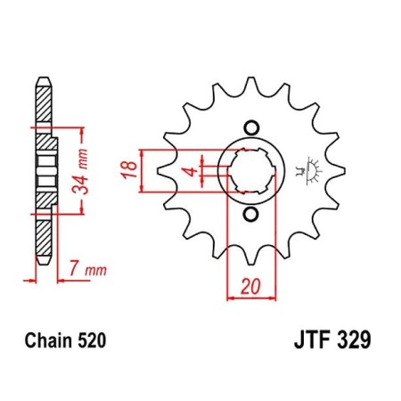 Service Moto Pieces|Transmission - Pignon - 520 - 16 Dents|Chaine 520|13,90 €