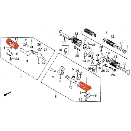 Cale Pied - Caoutchouc de Repose pied - Droite/Gauche  - (x1) - (Honda)