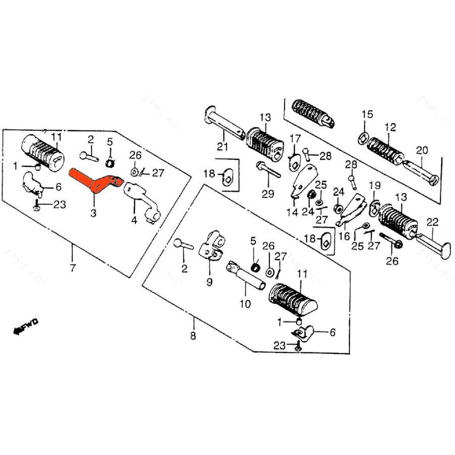 Service Moto Pieces|Cale pied - Arriere - vis M10x50mm|Cale Pied - Selecteur|8,80 €