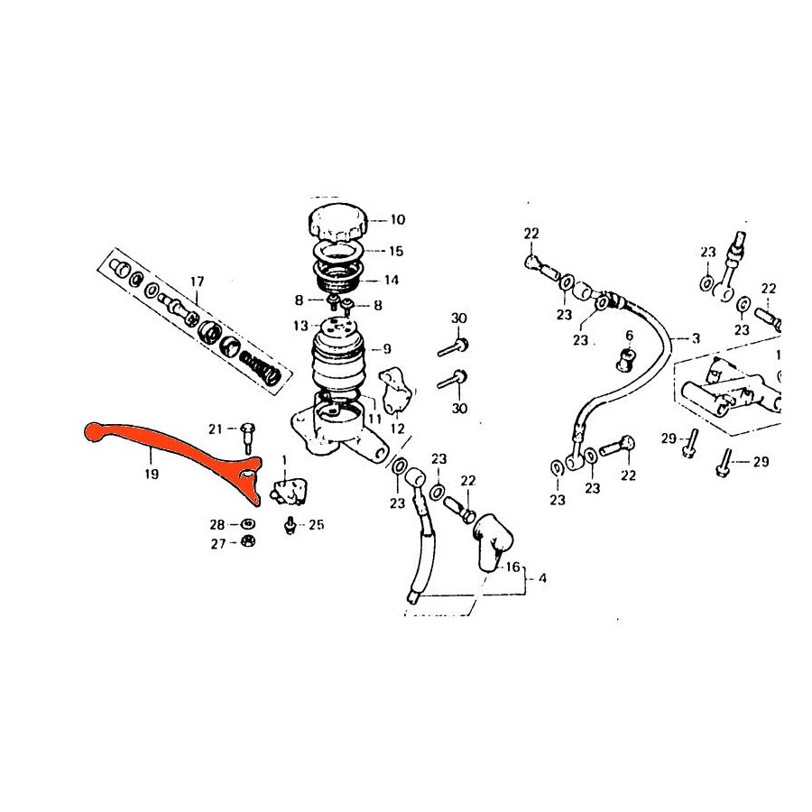 Levier - Frein - CB250T - CB400T - CX500 - 750F2(sohc) - GL1000 (gl2)