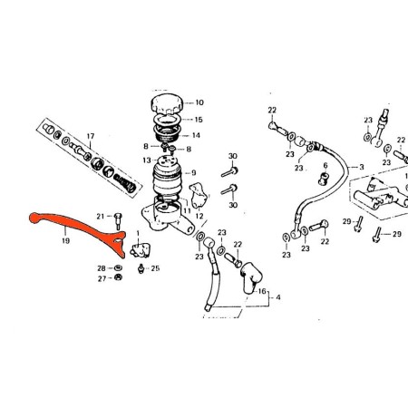 Service Moto Pieces|Levier - Frein - CB250T - CB400T - CX500 - 750F2(sohc) - GL1000 (gl2)|Levier|7,90 €