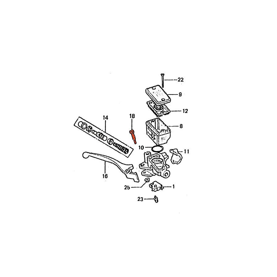 Frein - Maitre cylindre Avant - 2 vis - Boulon - Pivot de levier Frein - Maitre cylindre Avant - 2 vis - Boulon - Pivot de levier