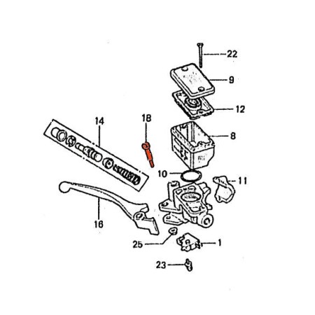Frein - Maitre cylindre Avant - 2 vis - Boulon - Pivot de levier