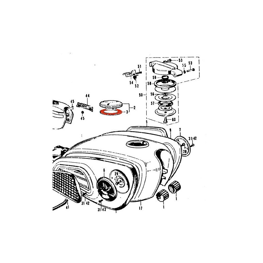 Reservoir - Joint de Bouchon - CB125, 185, 200. .450 .... / CX500