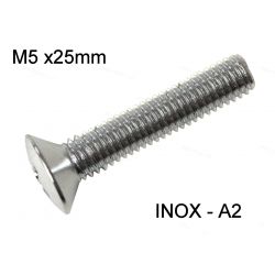 Vis - M5 x25 - INOX - Cruciforme - Bombée