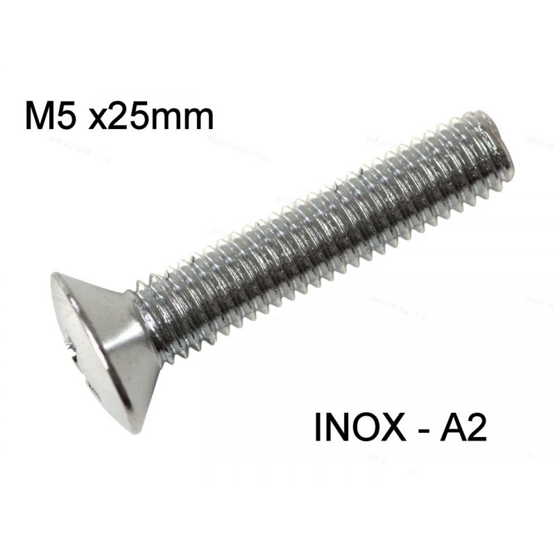 Vis - M5 x25 mm - INOX - DIN 966 - Cruciforme - Bombée