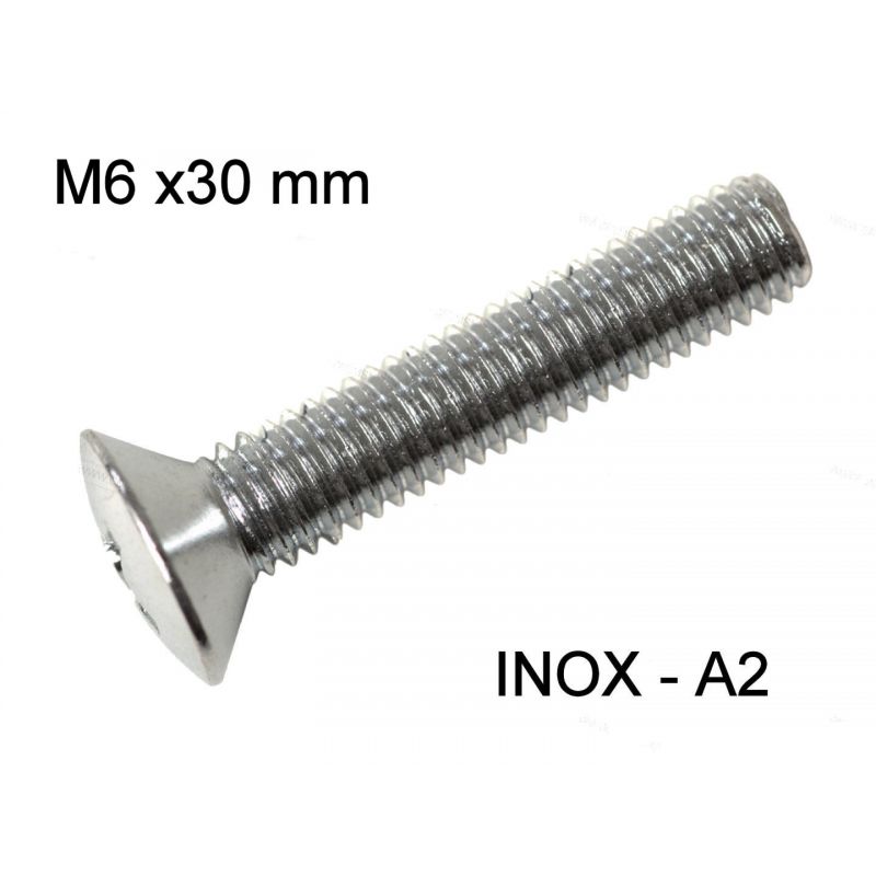 Vis - M6 x30 mm - INOX - Cruciforme - Bombée - (x1)