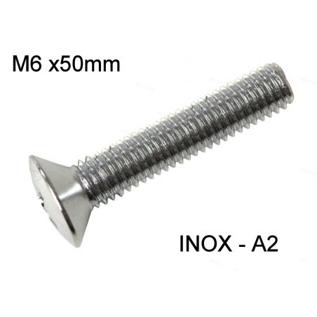 Vis - M6 x50 mm - INOX - Cruciforme - Bombée - (x1)