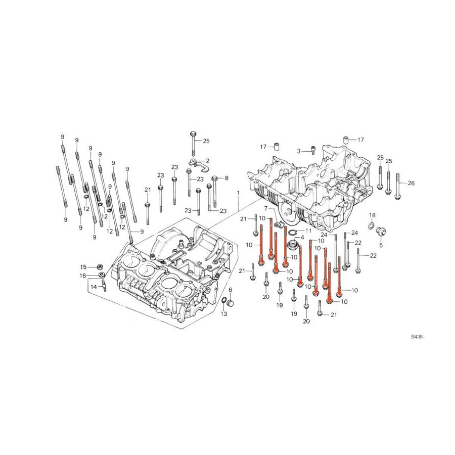 Moteur - Vis de carter inférieur - (x1) - M8 x118 -