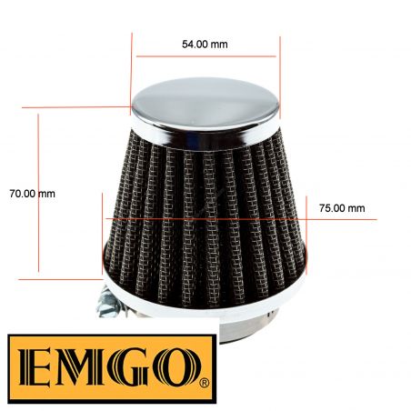 Service Moto Pieces|Filtre a air - ø 54 mm - EMGO - Cornet - (x1) - |Filtre a air - metal|9,90 €