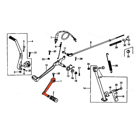 Service Moto Pieces|Selecteur de vitesse - XL250 - XL350 - XR500 - XL600 - XR600|Cale Pied - Selecteur|23,50 €