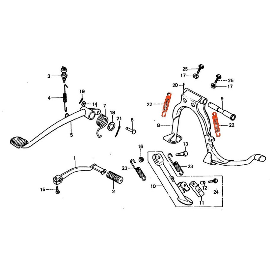 Bequille - Ressort de béquille centrale - CB...125-250-500-750-...- GL... Bequille - Ressort de béquille centrale - CB...125-250-500-750-...- GL...