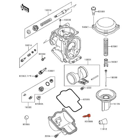 Service Moto Pieces|Carburateur - Vis de Purge de cuve - M6x0.75 - 92009-1551 - Kawasaki (ZXR - ZZR .....) - Yamaha (FZR-YZF ...)|Vis de reglage|7,90 €