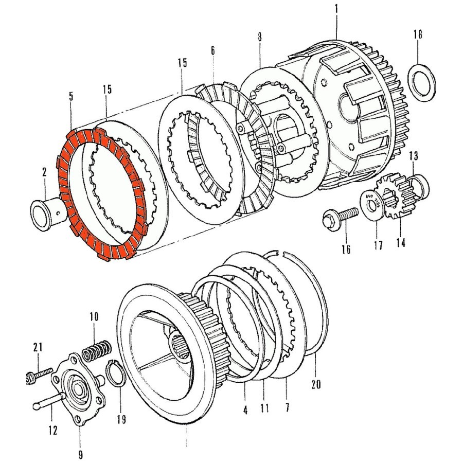 Service Moto Pieces|Embrayage - Disque Garni - de friction "A" - (x1) - HONDA ...175...250...400...500...650...750...|Disque - Garni - Lisse |32,50 €