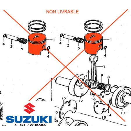 Moteur - Piston - (+0.50) - GT125 - 12110-36500-050 - Non livrable