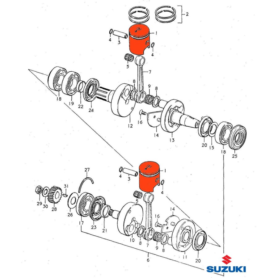 Moteur - Piston - (+0.00) - GT185 (x1) - ø 49.00 mm - 12110-35623