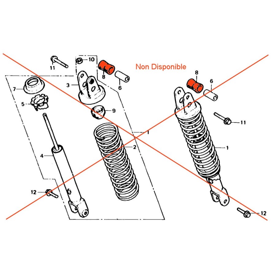 Service Moto Pieces|Amortisseur - oeillet/fourche - 290mm -|Amortisseur|90,10 €