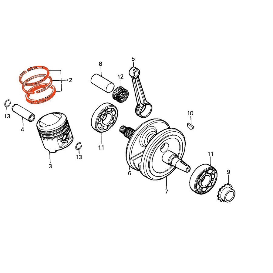 Moteur - Segment - (+0.00) - XL125 s - Origine Honda