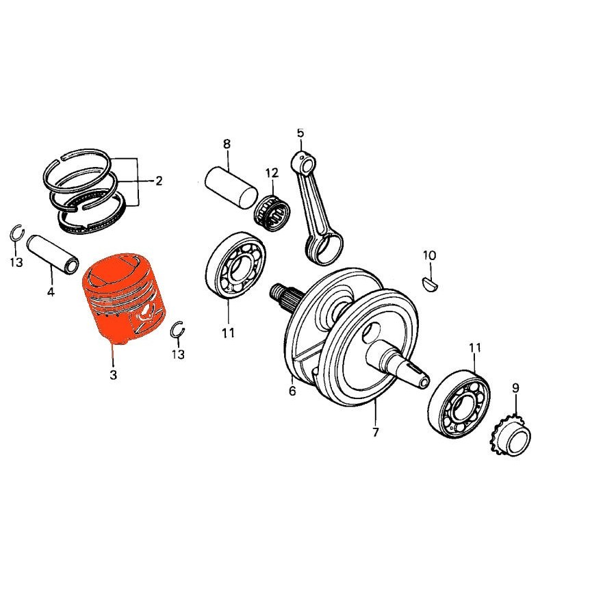 Service Moto Pieces|Moteur - Piston - (+0.25) - CB125J - CB125N - XL125K|Bloc Cylindre - Segment - Piston|110,20 €