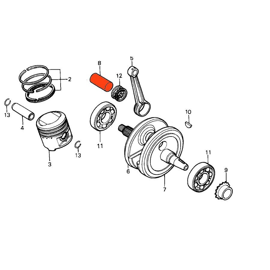 Service Moto Pieces|Moteur - Kit piston-segment - ø 57.25 - (+0.75) - CB125J - CB125N - XL125K ...|1974 - XL125 K0|54,90 €