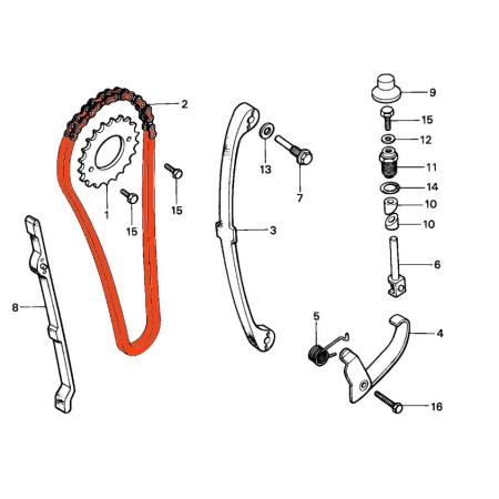 Moteur - Distribution - Chaine de distribution - 25H-98 maillons - CB/... XL125 S / XL125R