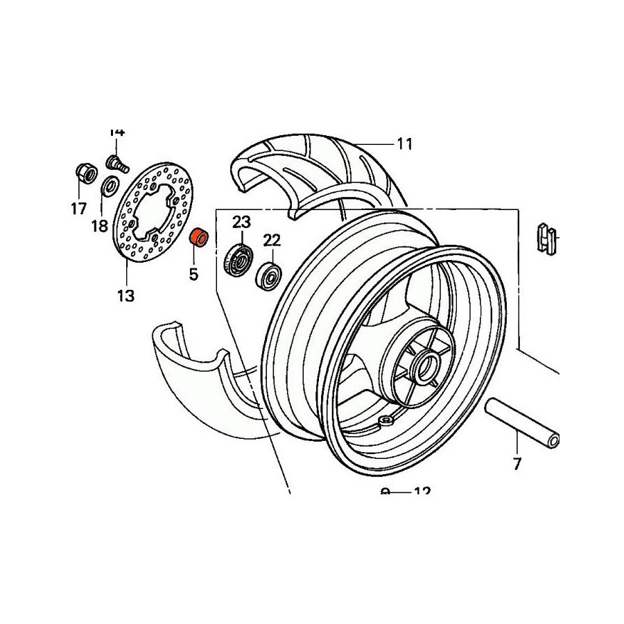 Roue arriere - Entretoise cote frein