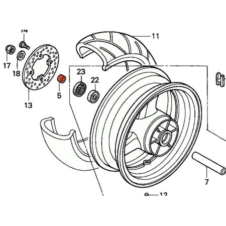 Roue arriere - Entretoise cote frein