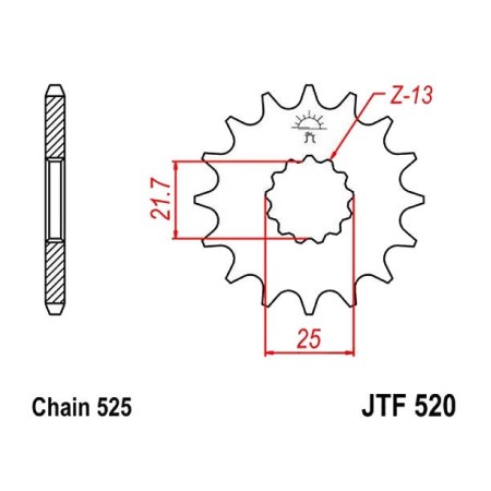 Service Moto Pieces|Transmission - Pignon - 525 - JTF-520 - 15 Dents|Chaine 525|13,90 €