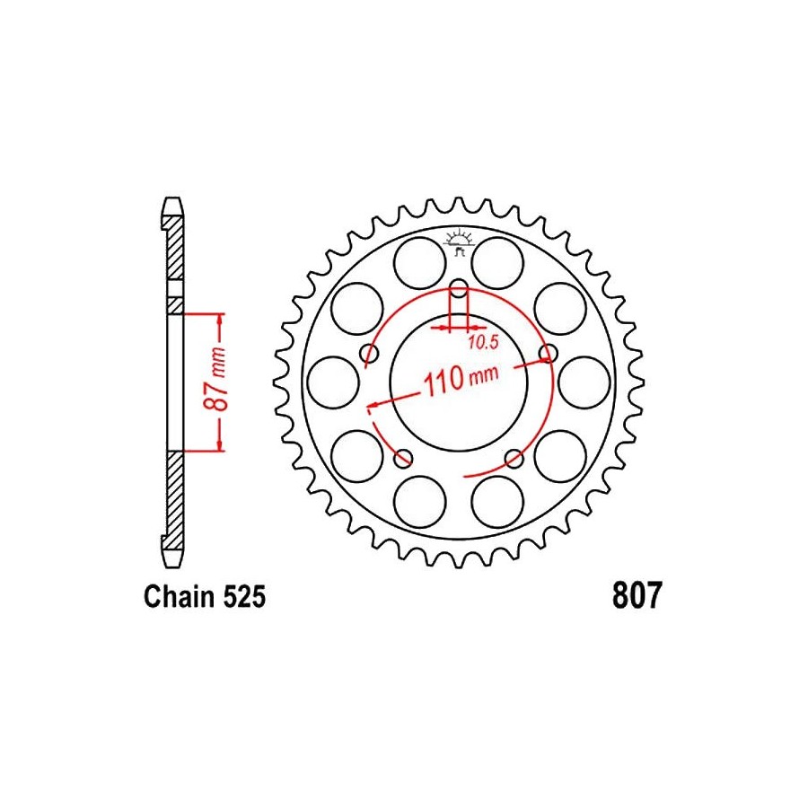 Transmission - Couronne - 525 - JTR-807 - 44 Dents