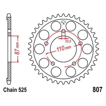 Service Moto Pieces|Transmission - Couronne - 525 - JTR-807 - 44 Dents|Chaine 525|34,00 €