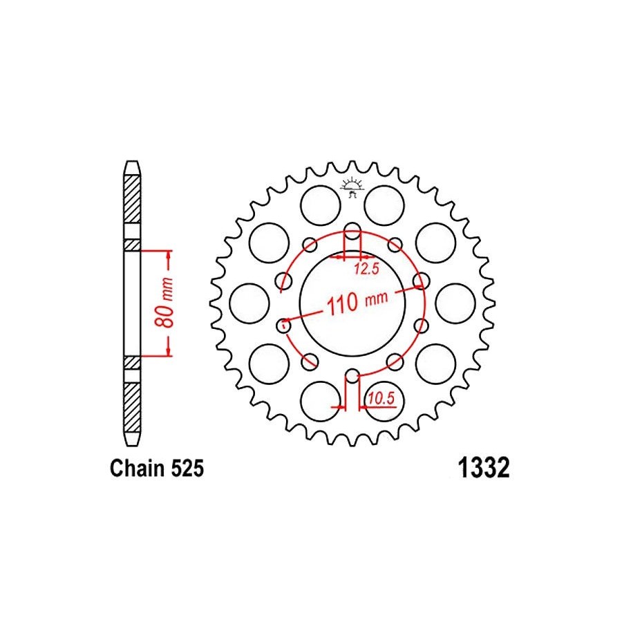 Service Moto Pieces|Transmission - Couronne - 525 - JTR-1332 - 40 dents|Chaine 525|38,90 €