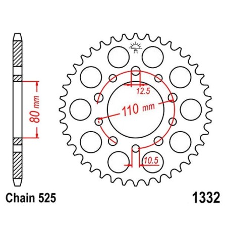 Service Moto Pieces|Transmission - Couronne - 525 - JTR-1332 - 40 dents|Chaine 525|38,90 €