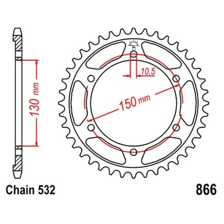 Transmission - Couronne - JTR866 - 532 - 46 Dents