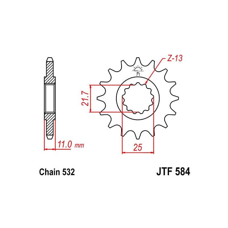Service Moto Pieces|Transmission - Pignon - JTR584 - 532 - 16 Dents|Chaine 530|16,00 €