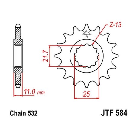 Service Moto Pieces|Transmission - Pignon - JTR584 - 532 - 16 Dents|Chaine 530|16,00 €