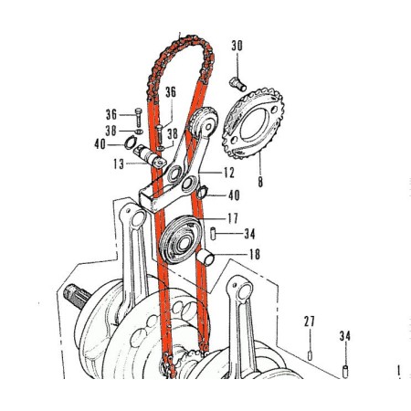 Service Moto Pieces|Distribution - Chaine - 219T - 86 maillons - Fermée - CB200 - 14410-354-000|chaine|35,69 €