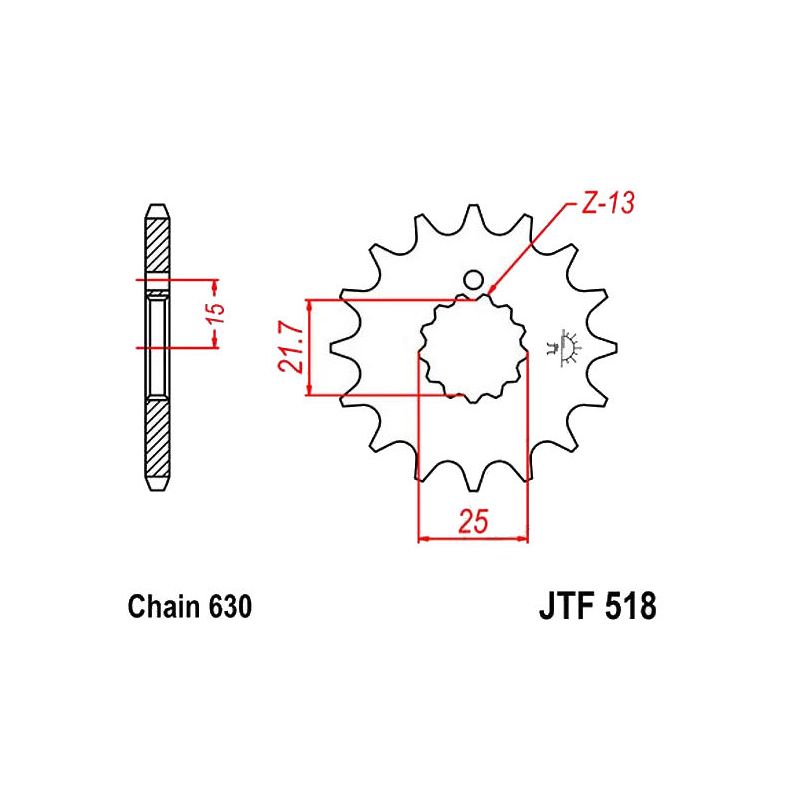 Transmission - Pignon sortie boite - JTF518 - 630-15 dents 