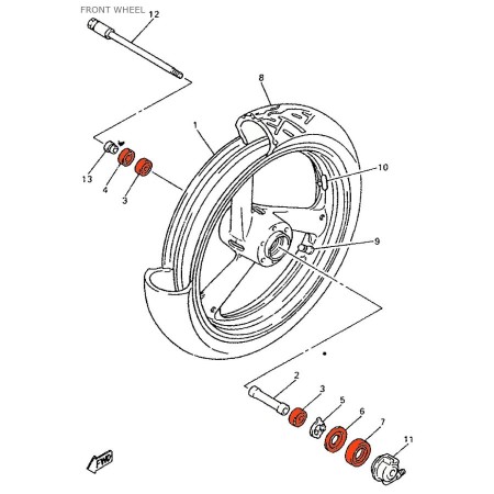 Service Moto Pieces|Roue - Avant - Roulement et joint - Kit de refection|01-Roue Avant - Roulement|46,90 €