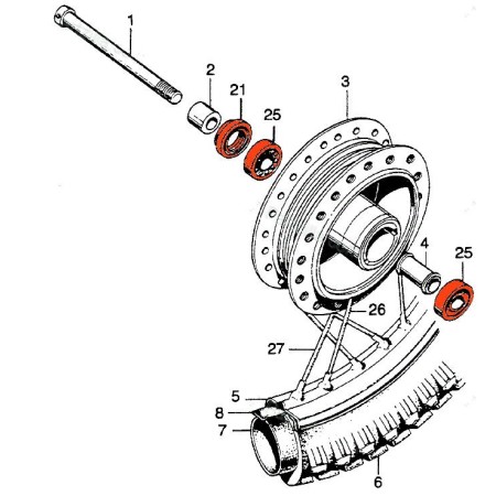 Service Moto Pieces|Roue - Avant - Roulement + joint - CB125T...XL125....CM200T ....|01-Roue Avant - Roulement|24,30 €