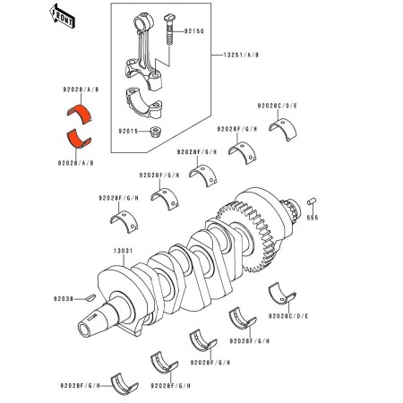 Moteur - Bielle - 1/2 Coussinet - 92028-1494 - Marron - "B"