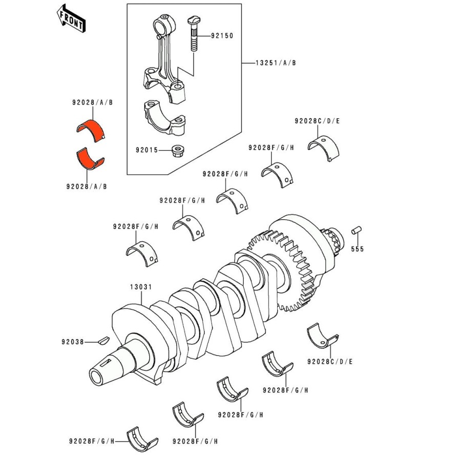 Moteur - Bielle  - 1/2 Coussinet - 92028-1493 Noir - "A"